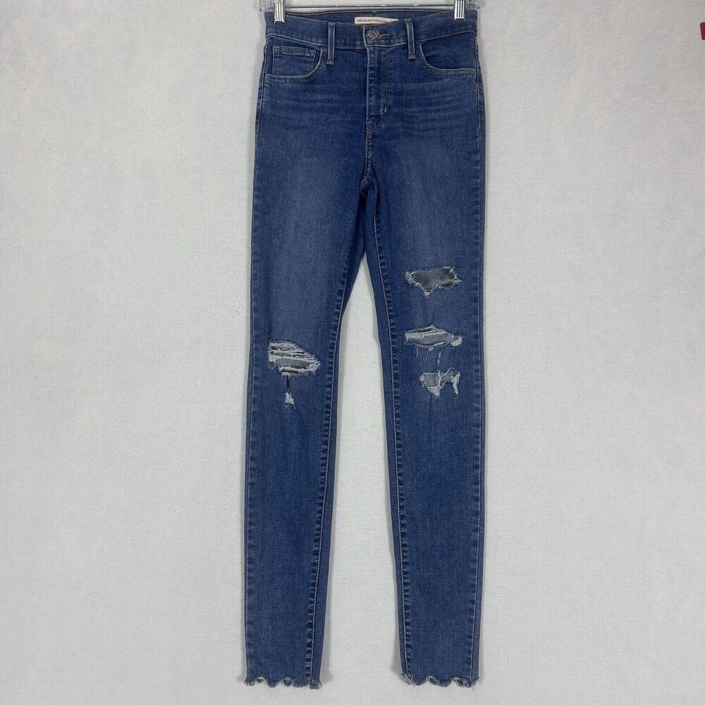Levis 720 High Rise Super Skinny Jeans Womens Size 26 Medium Wash Blue Denim